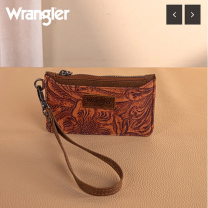 Wrangler Vintage Floral Velvet Print Mini Zip Card Case Wristlet