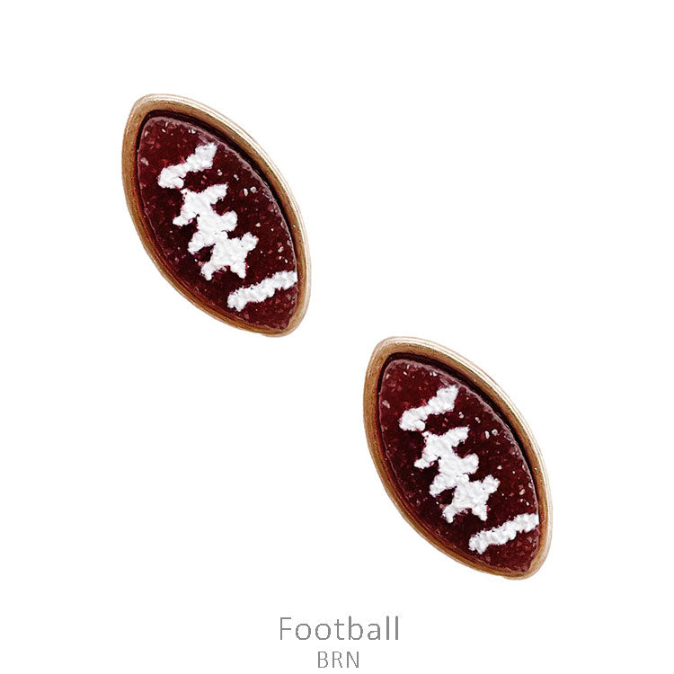 Small Football Shaped Stud Earrings