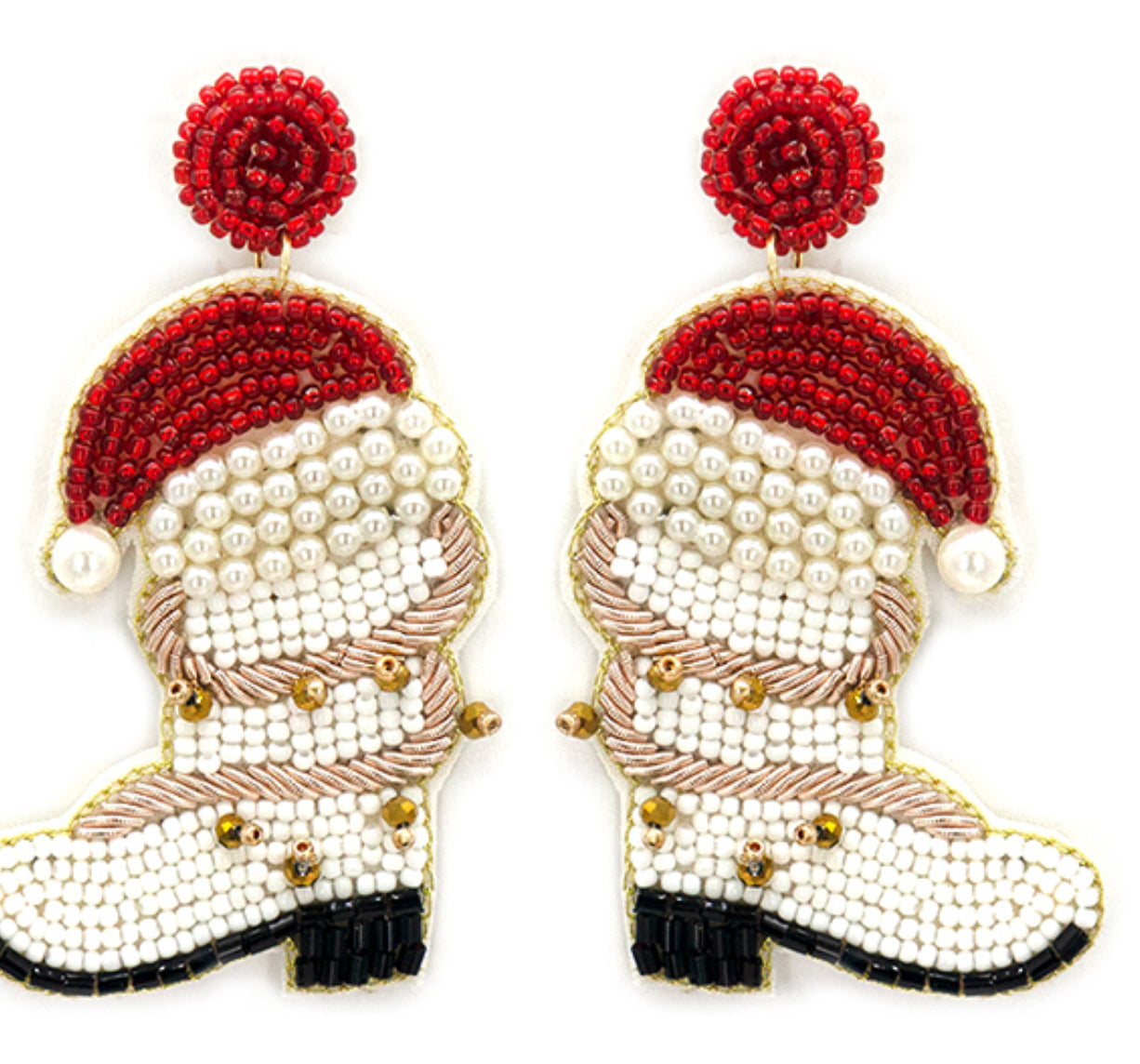 Beaded Christmas Boot Dangle Earrings