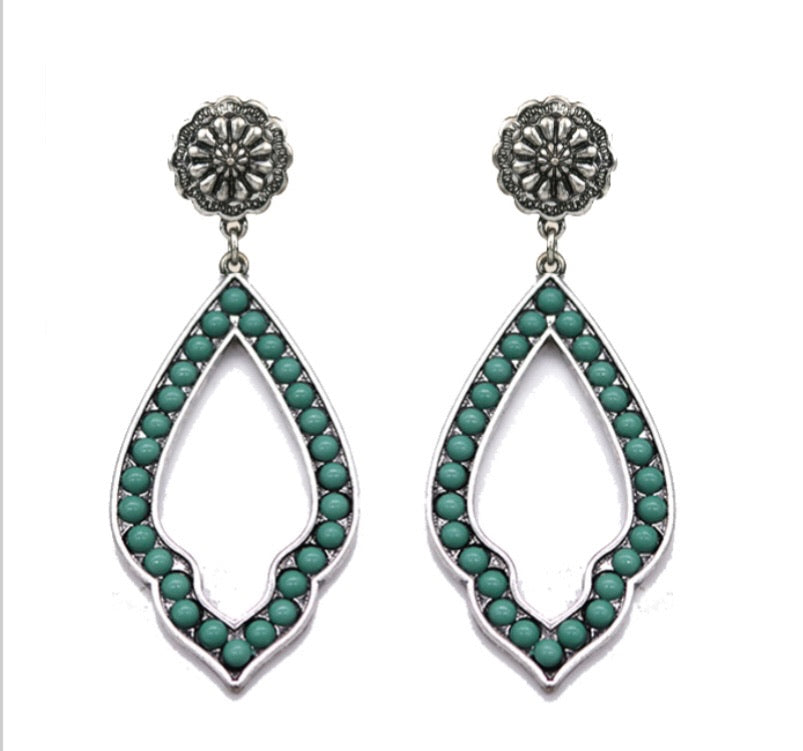 Turquoise Dot Dangle Earrings