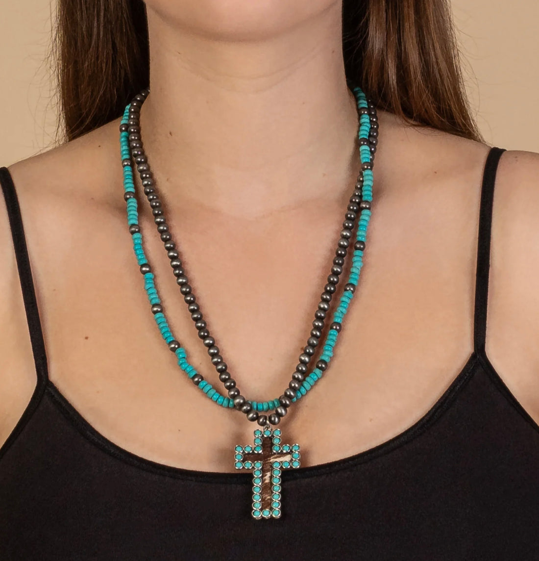 Animal Print Cross Necklace with Matching Earrings