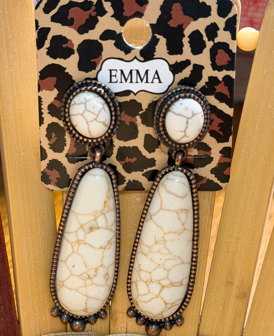 Copper and Ivory Tear Drop Dangle Earrings