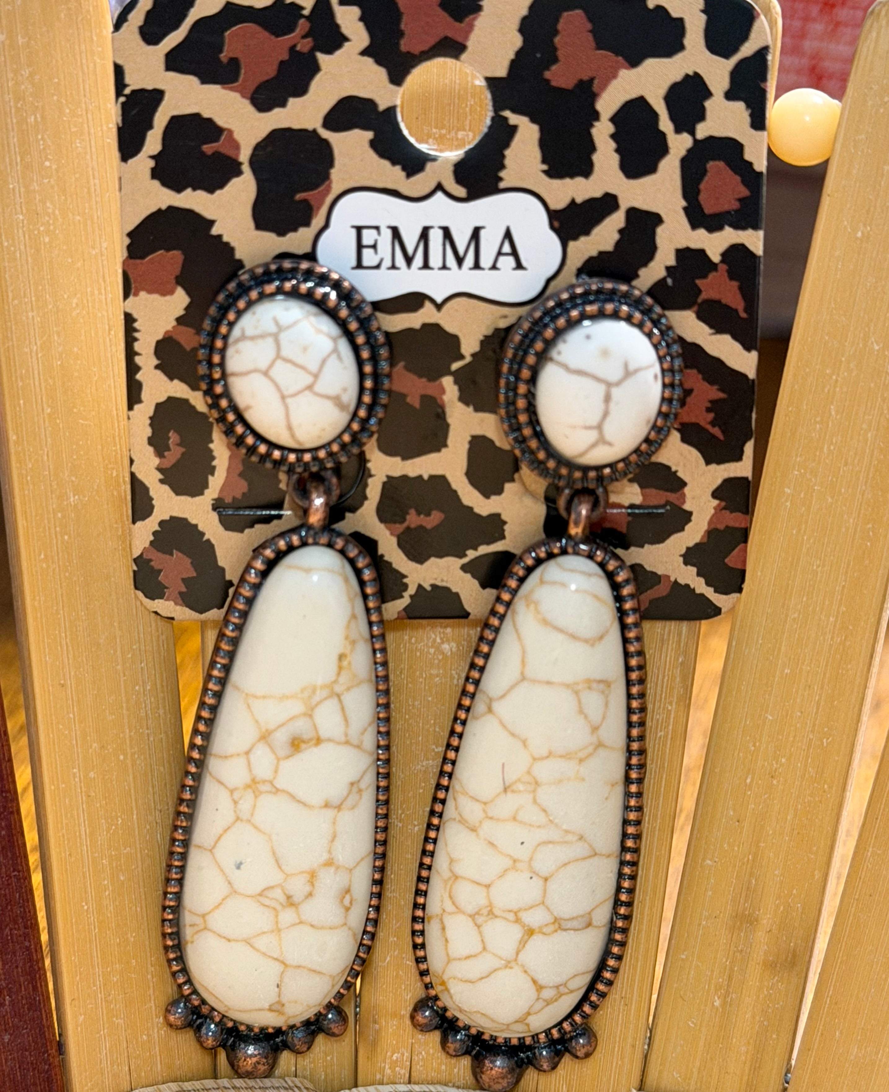 Copper and Ivory Tear Drop Dangle Earrings