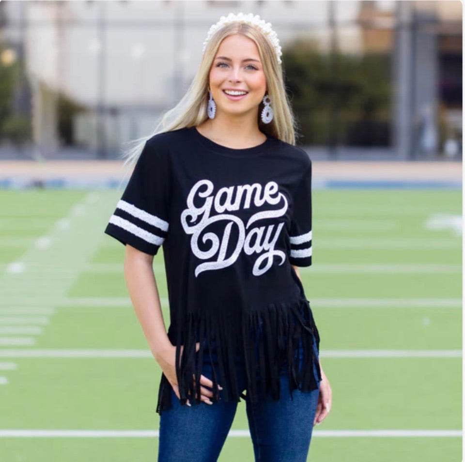 Game Day Sequin Fringe Top
