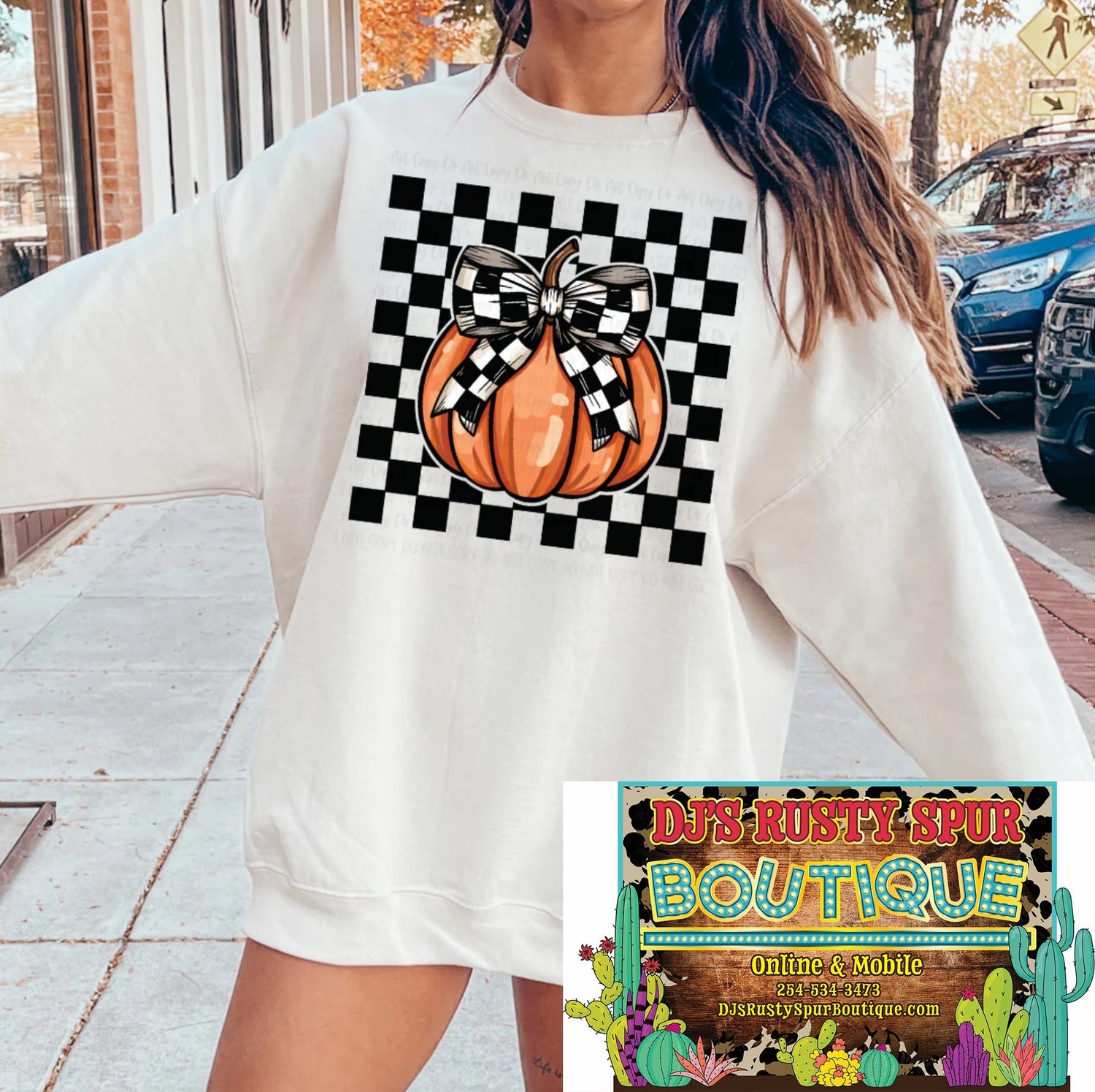 Checkerboard Pumpkin Graphic sweatshirt