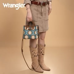 Wrangler Aztec Distressed Print Dual Sided Print Mini Crossbody Tote
