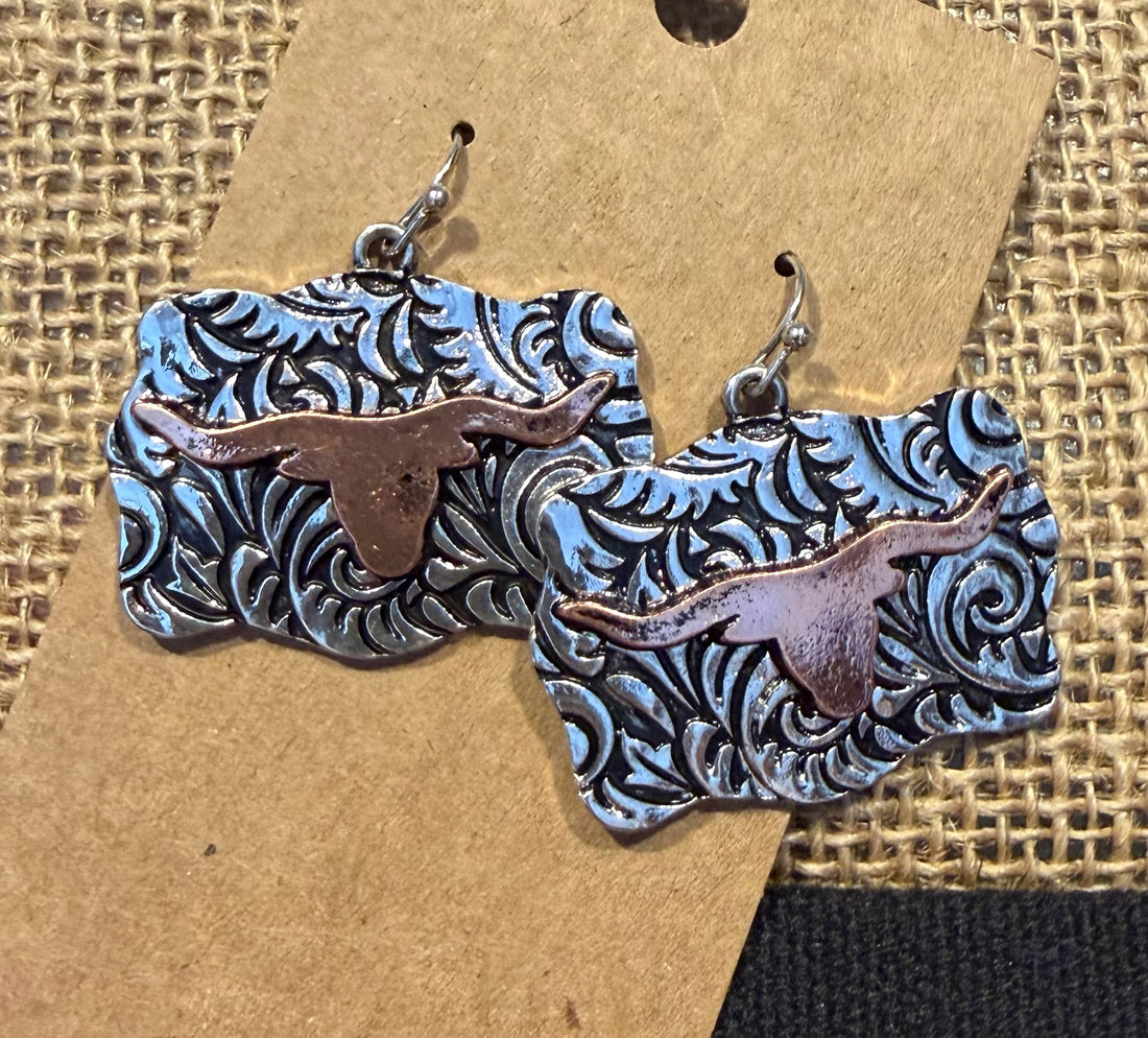 Steer Head Buckle Shaped Dangle Earrings