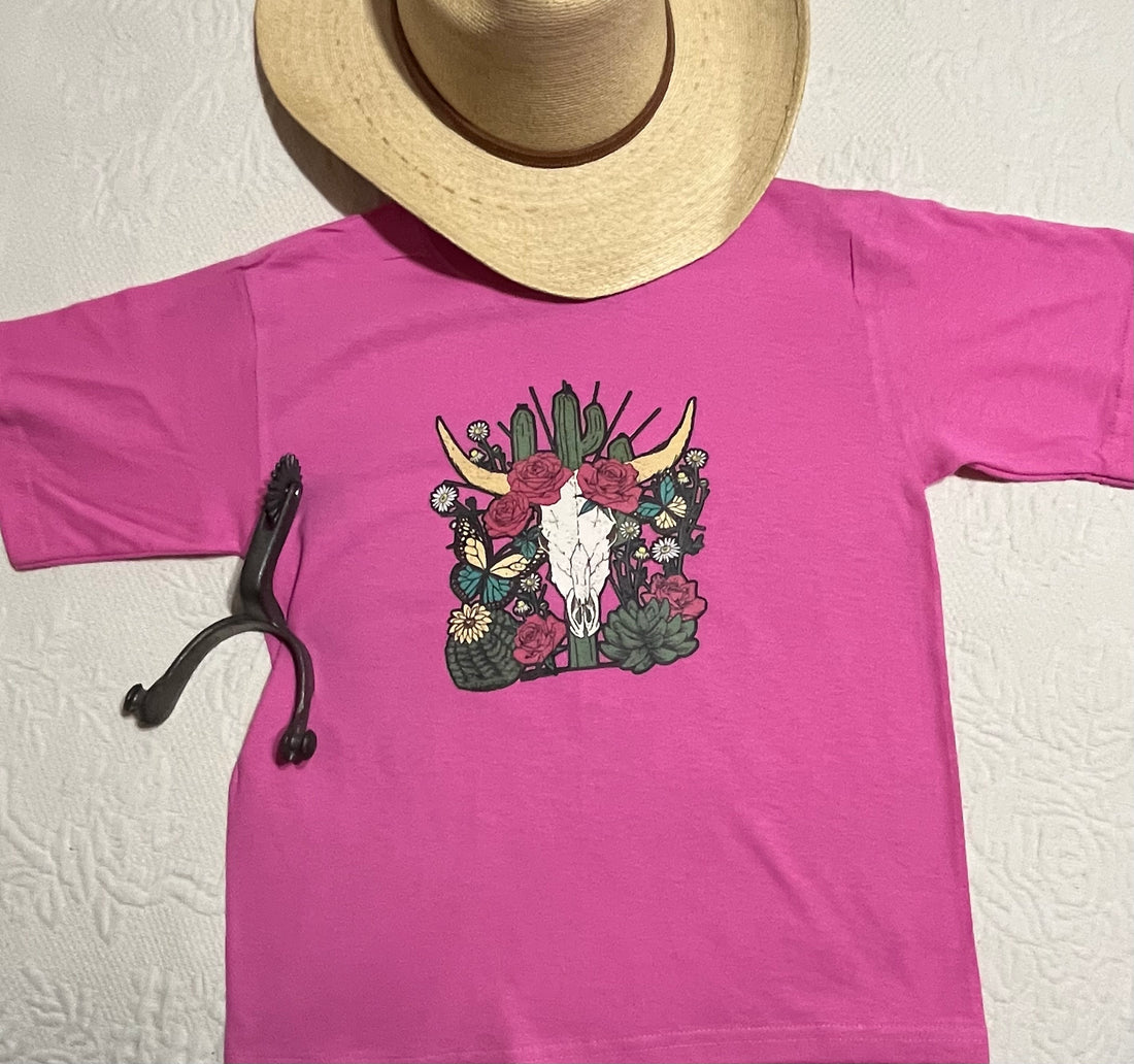 Girls Western Bull Skull Graphic Tee