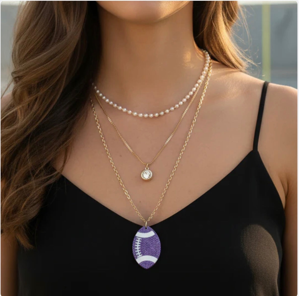 Layered Football Necklace