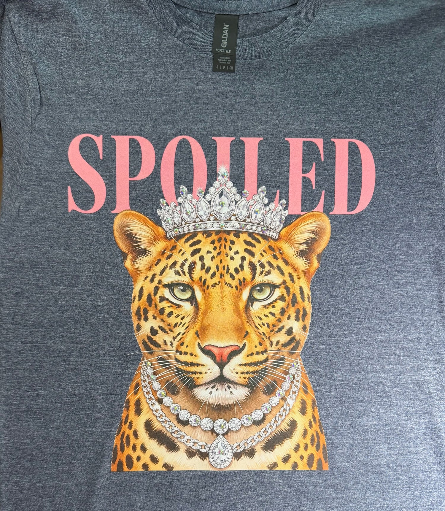 Rhinestone Spoiled Leopard Graphic Tee