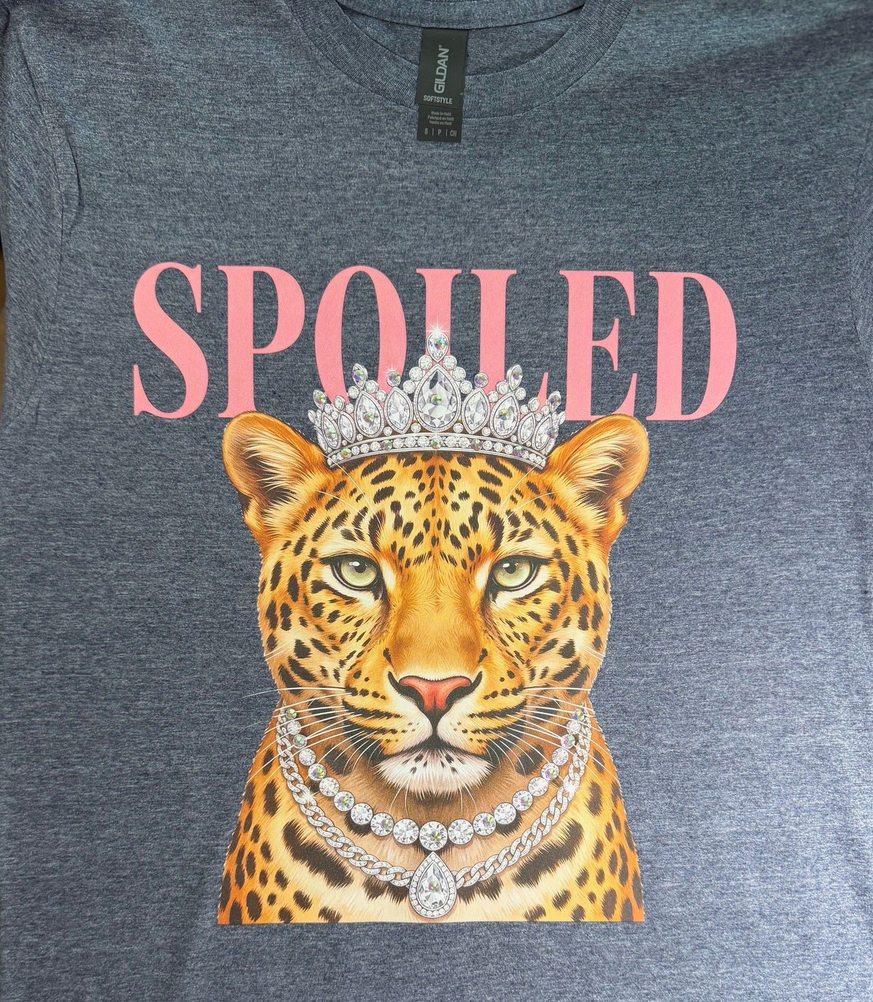 Rhinestone Spoiled Leopard Graphic Tee