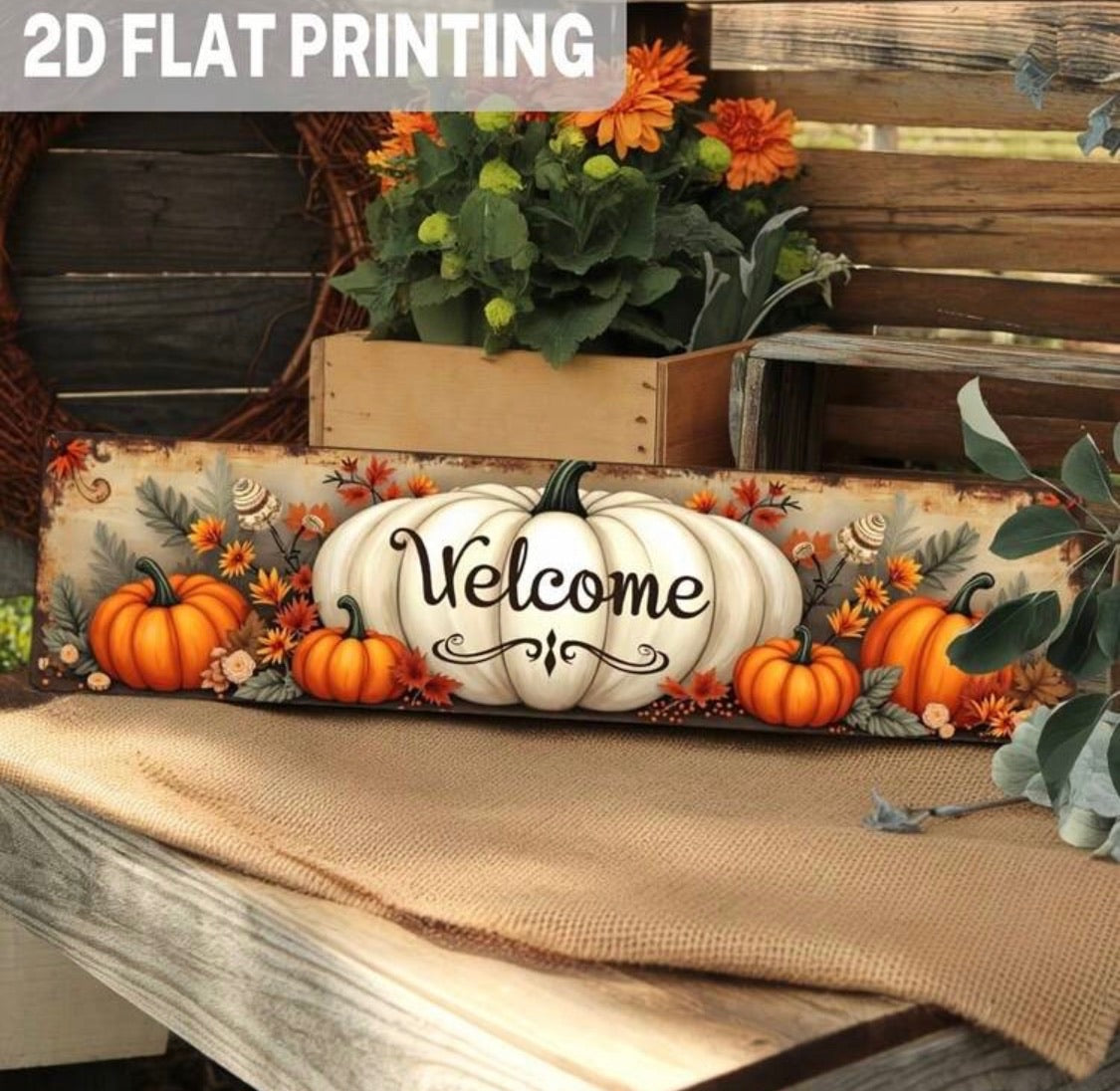 Metal Farmhouse Harvest Welcome Sign