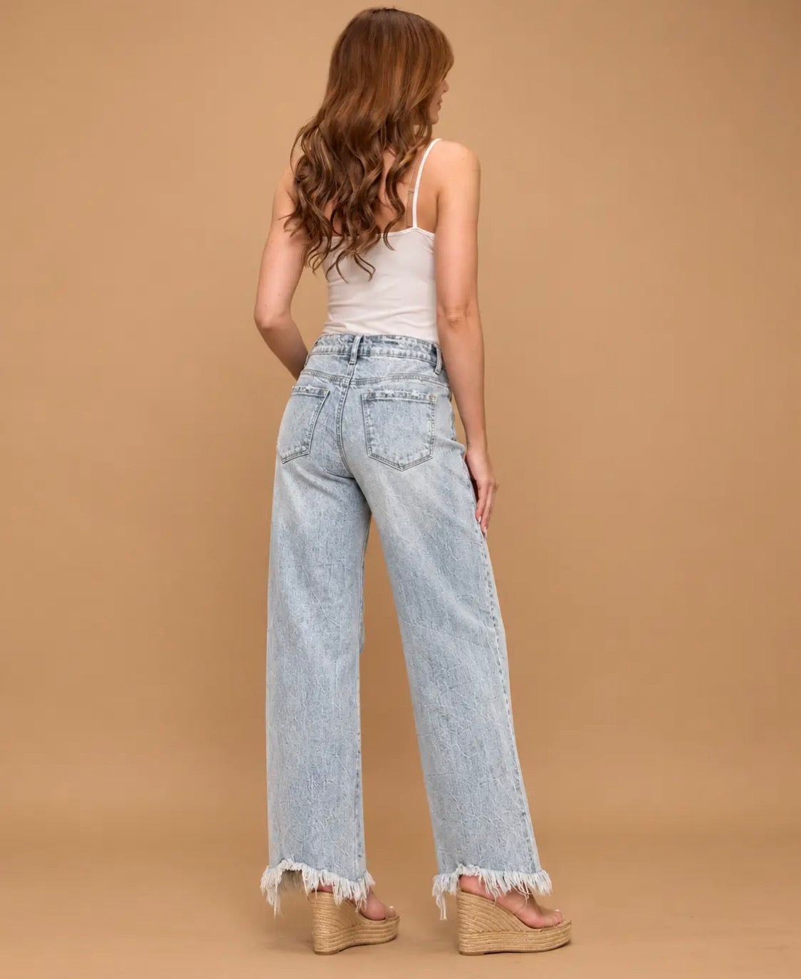Tummy Control- Rigid Front Stretch Back- Wide Leg Jeans- Light