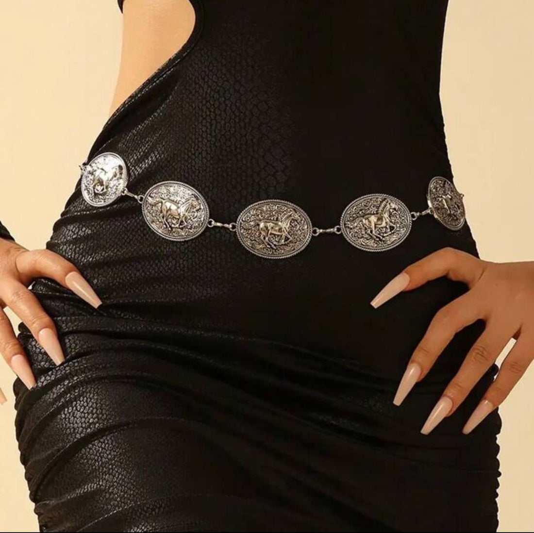 Oval Carved Retro Boho Waist Belt