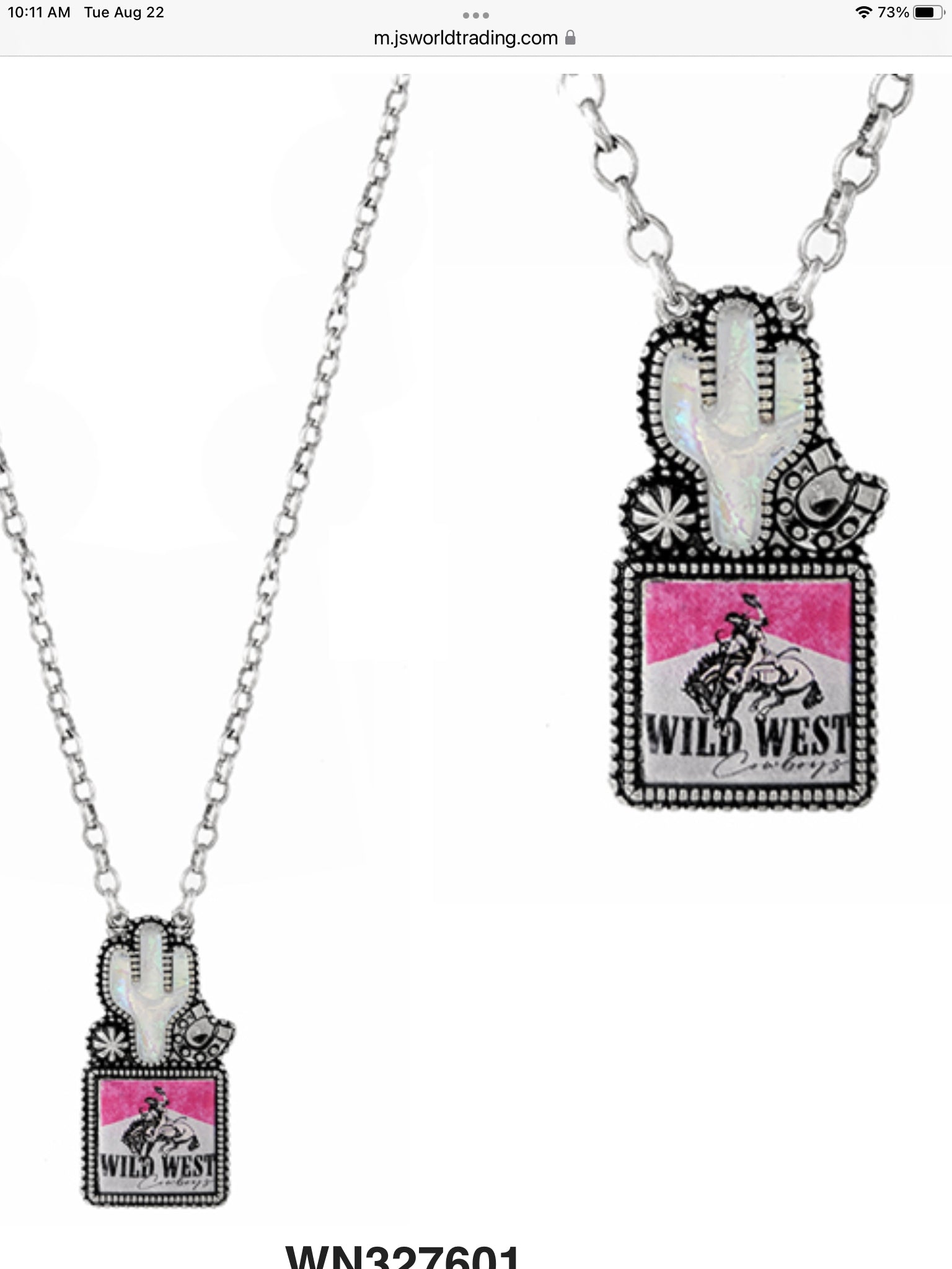 Wild West Cowboys Cactus Necklace