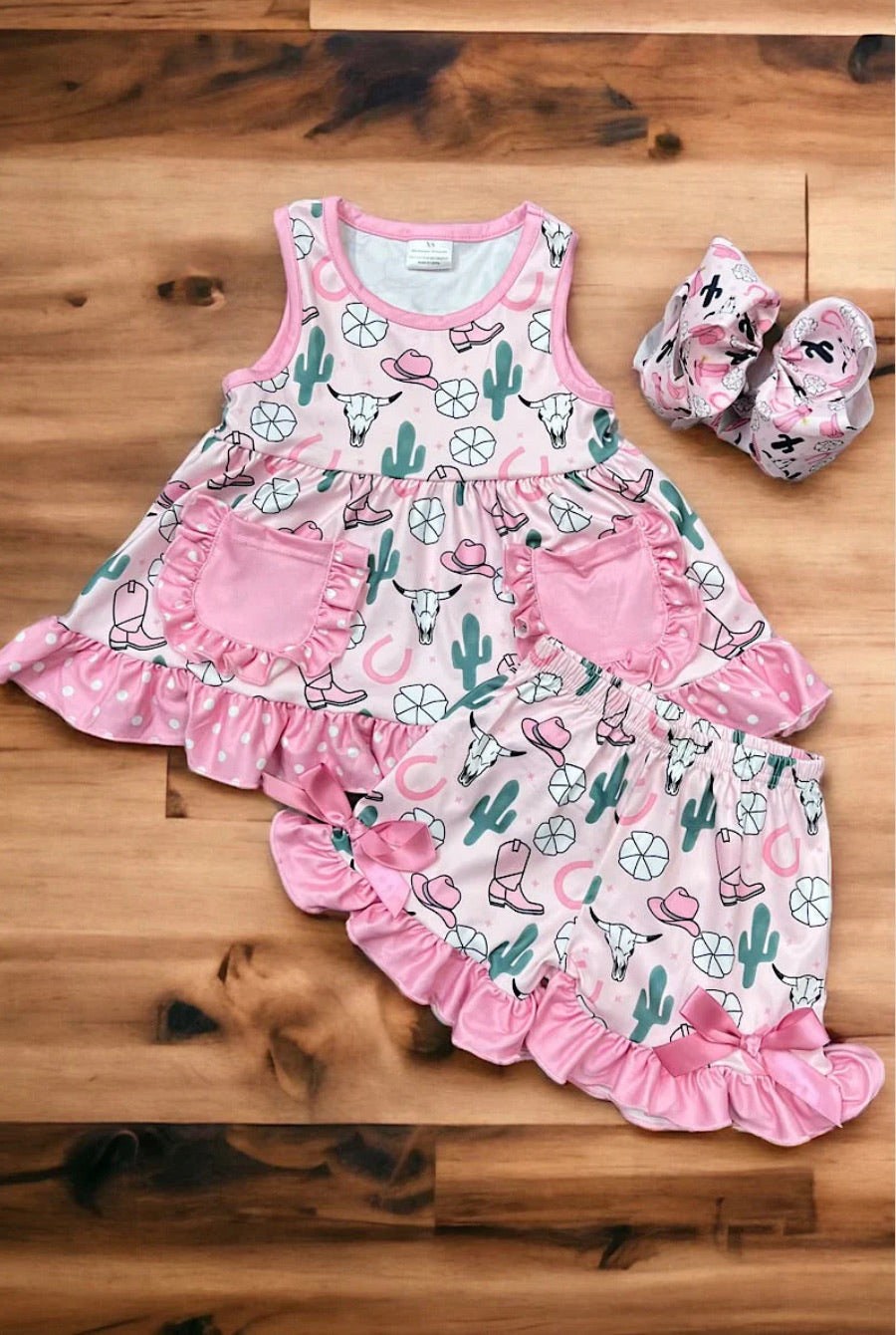 Country Girl Multi-Printed Ruffle Dress and Short Set