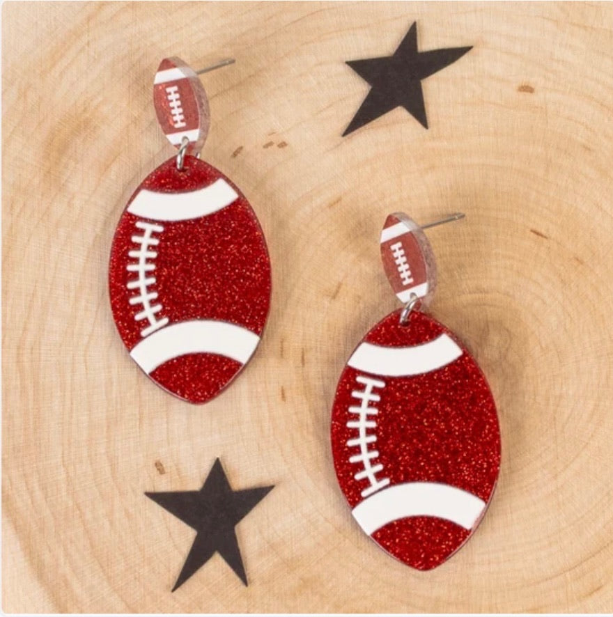 Sparkle Resin Football Dangle Earrings