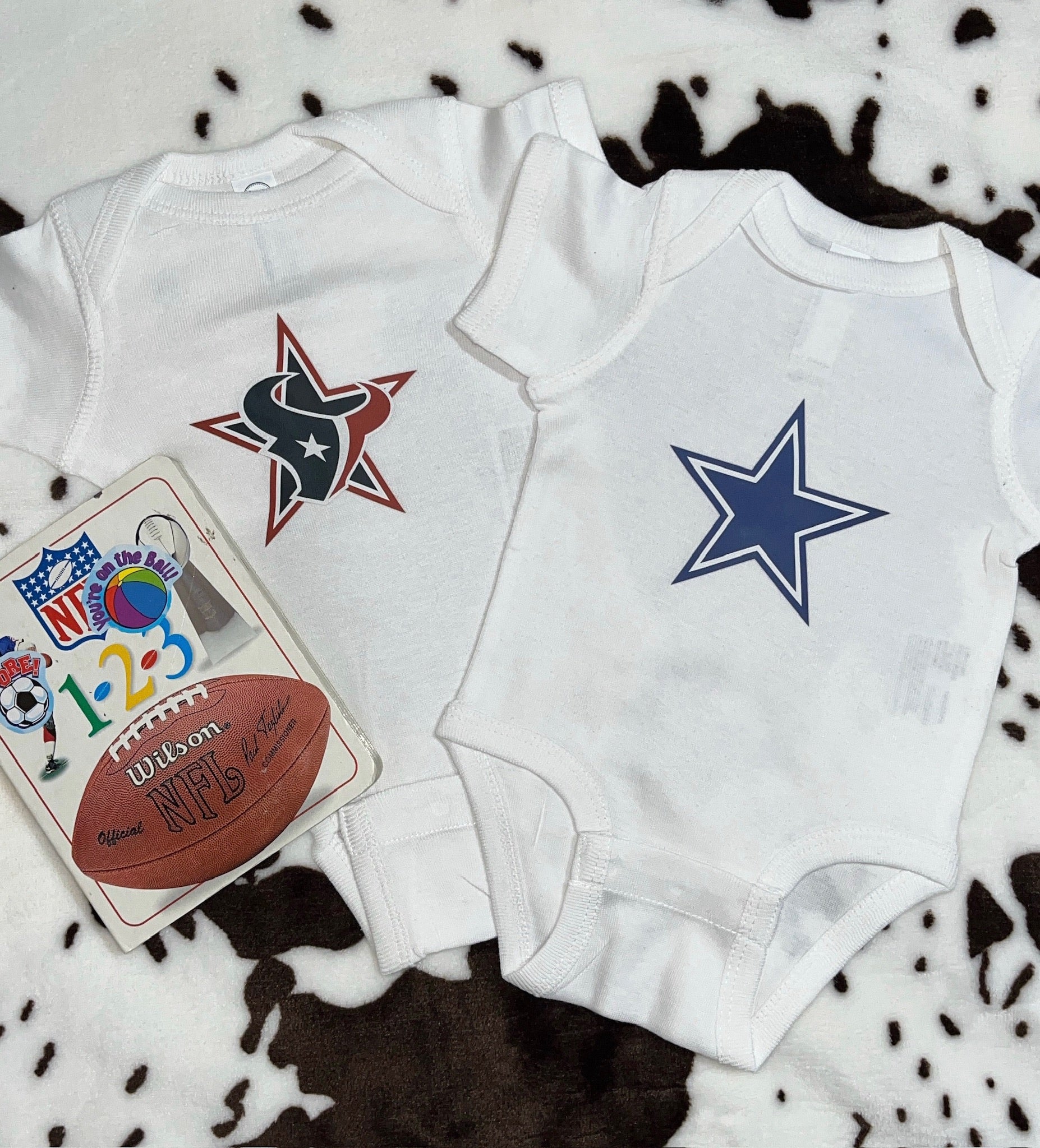 Itty-Bitty Football Fan- Dallas Cowboy &amp; Houston Texans White Onesie