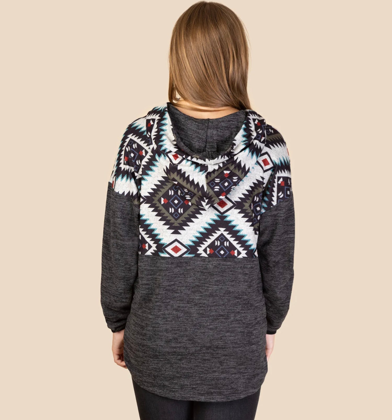 Abstract Print Hoodie with Pockets