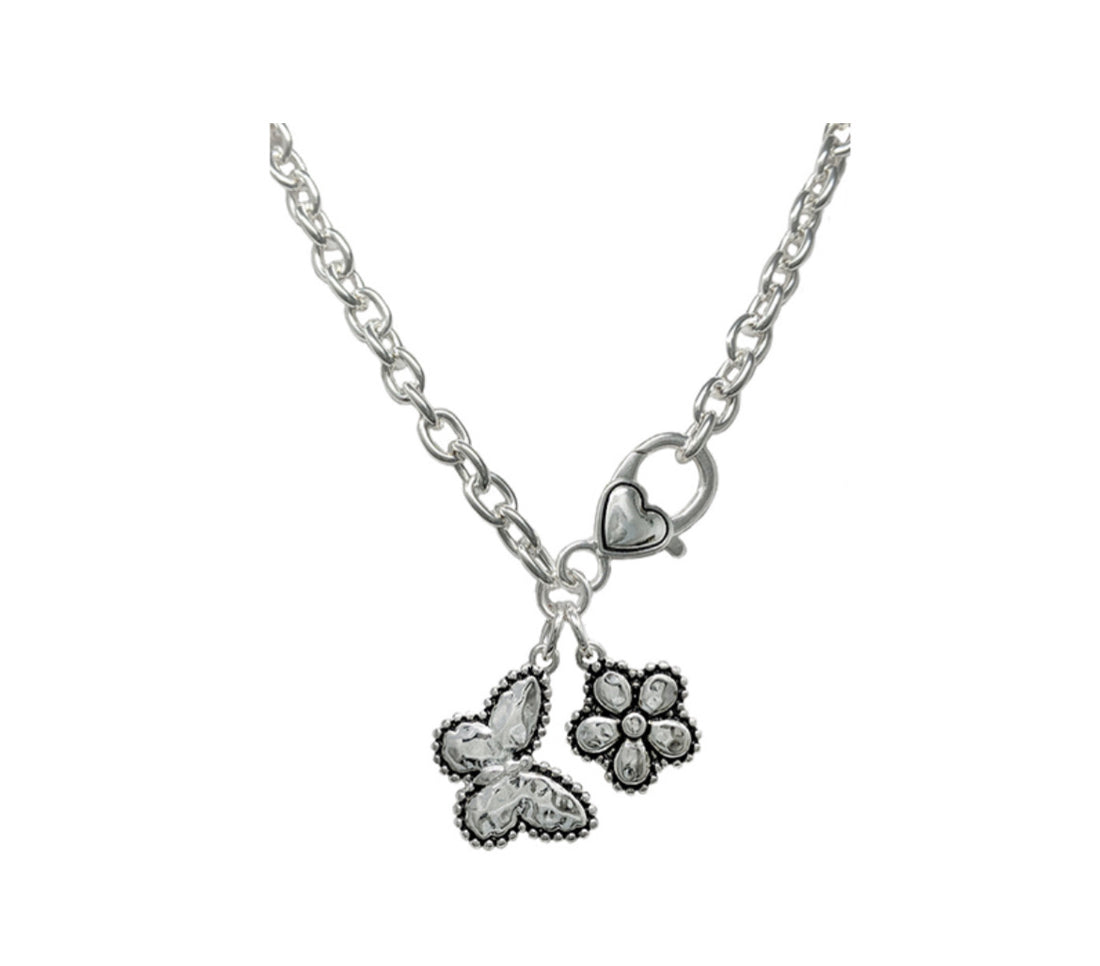 Faux Silver Charm Necklace