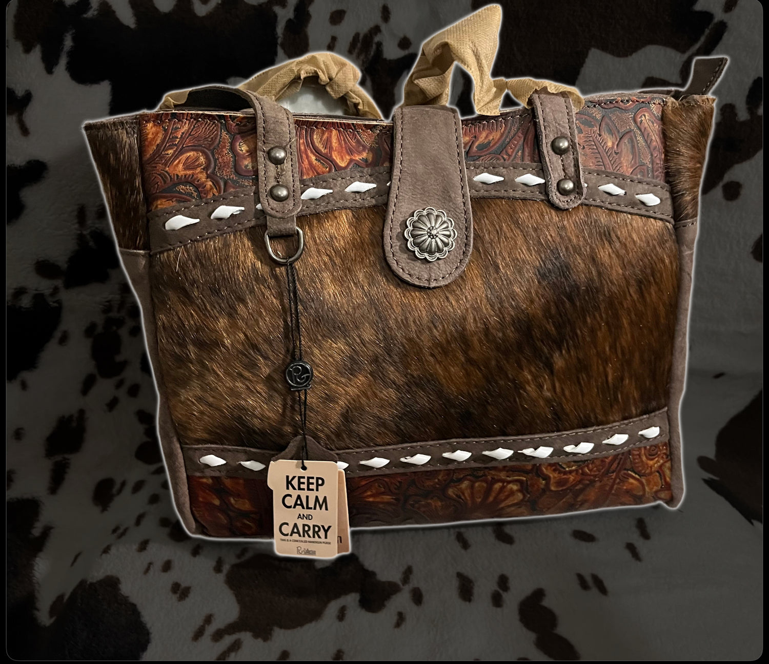 COWHIDE LEATHER BROWN PURSE-Rainbow Trading