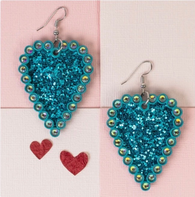 Glitter Heart Dangle Earrings
