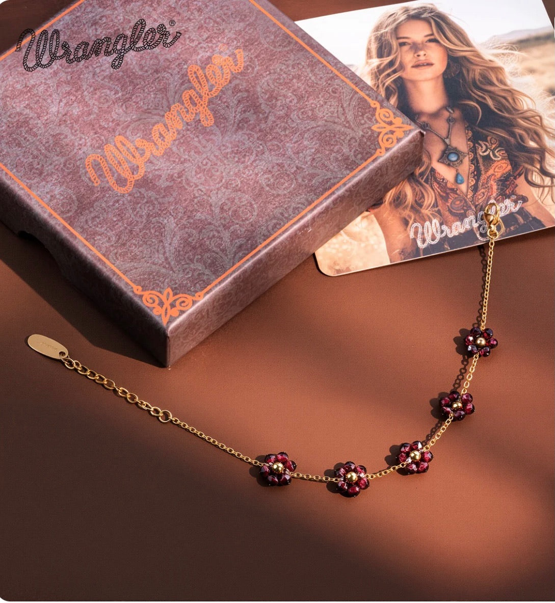 Wrangler 14K Gold Natural Stone Daisy Choker Necklace
