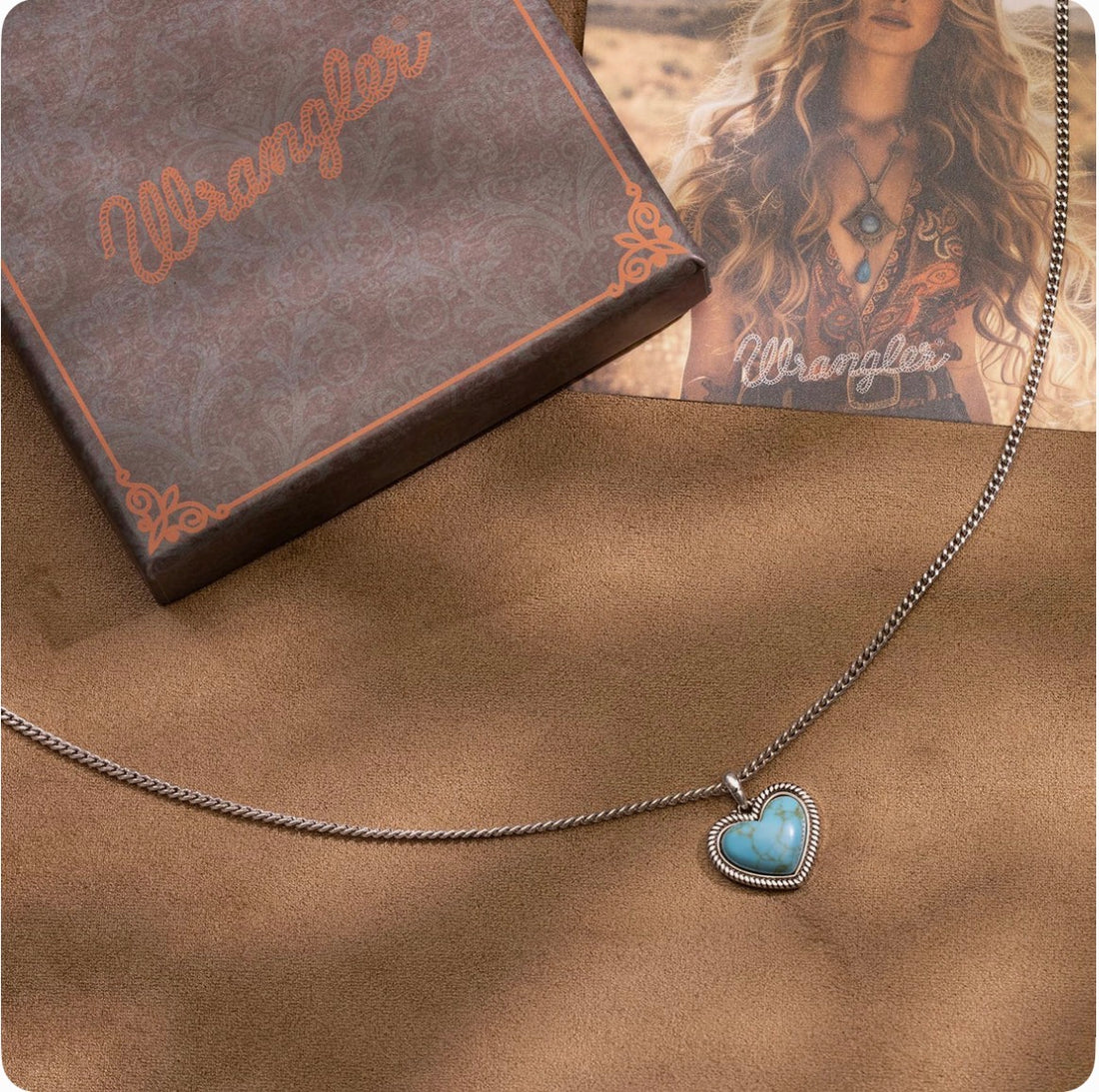Wrangler Silver Heart Stone Necklace
