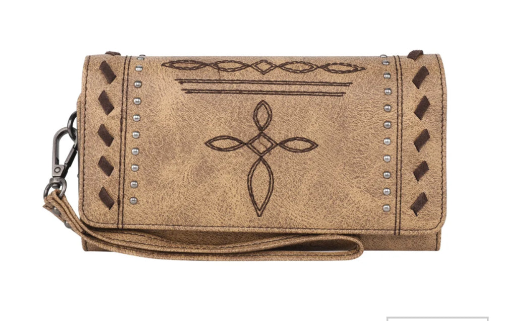 Montana West Whipstitch Leather Wallet