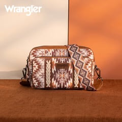 Wrangler Southwestern Pattern Dual Sided Print Crossbody Purse with Wallet Compartment