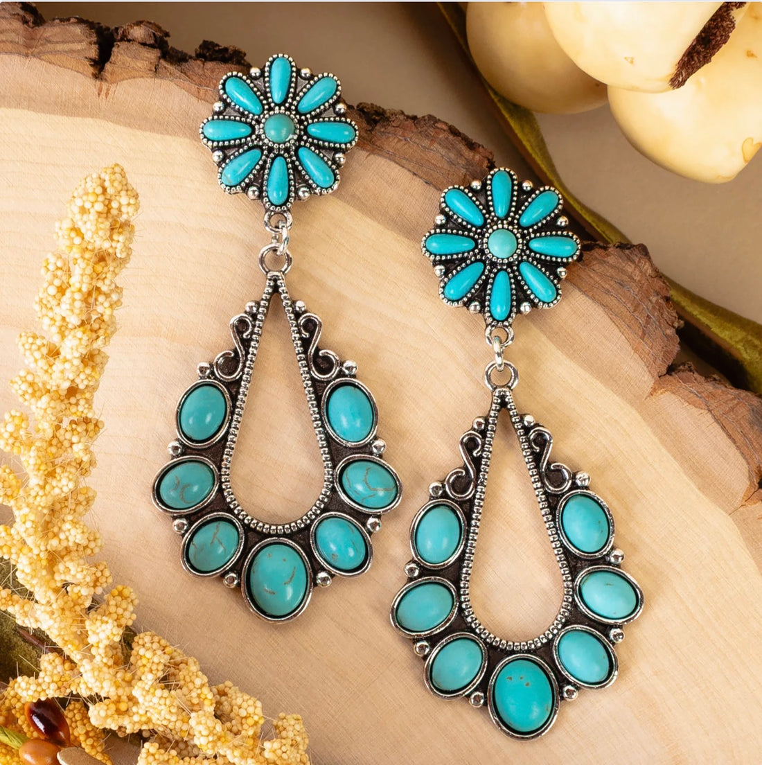Starburst Dangle Squash Blossom Earrings