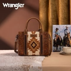 Wrangler Tooled Aztec Pattern Print Conceal Carry Crossbody Tote