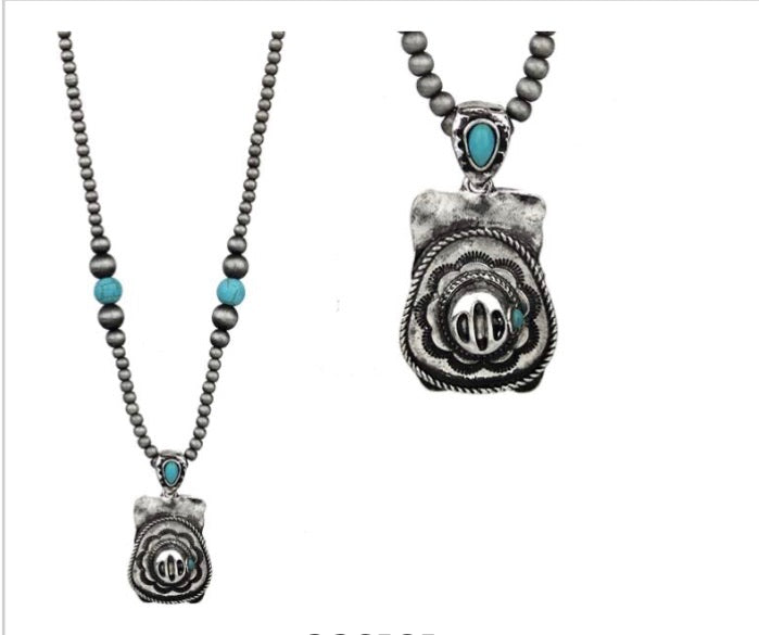 Cowboy Hat Pendant on Bead Necklace