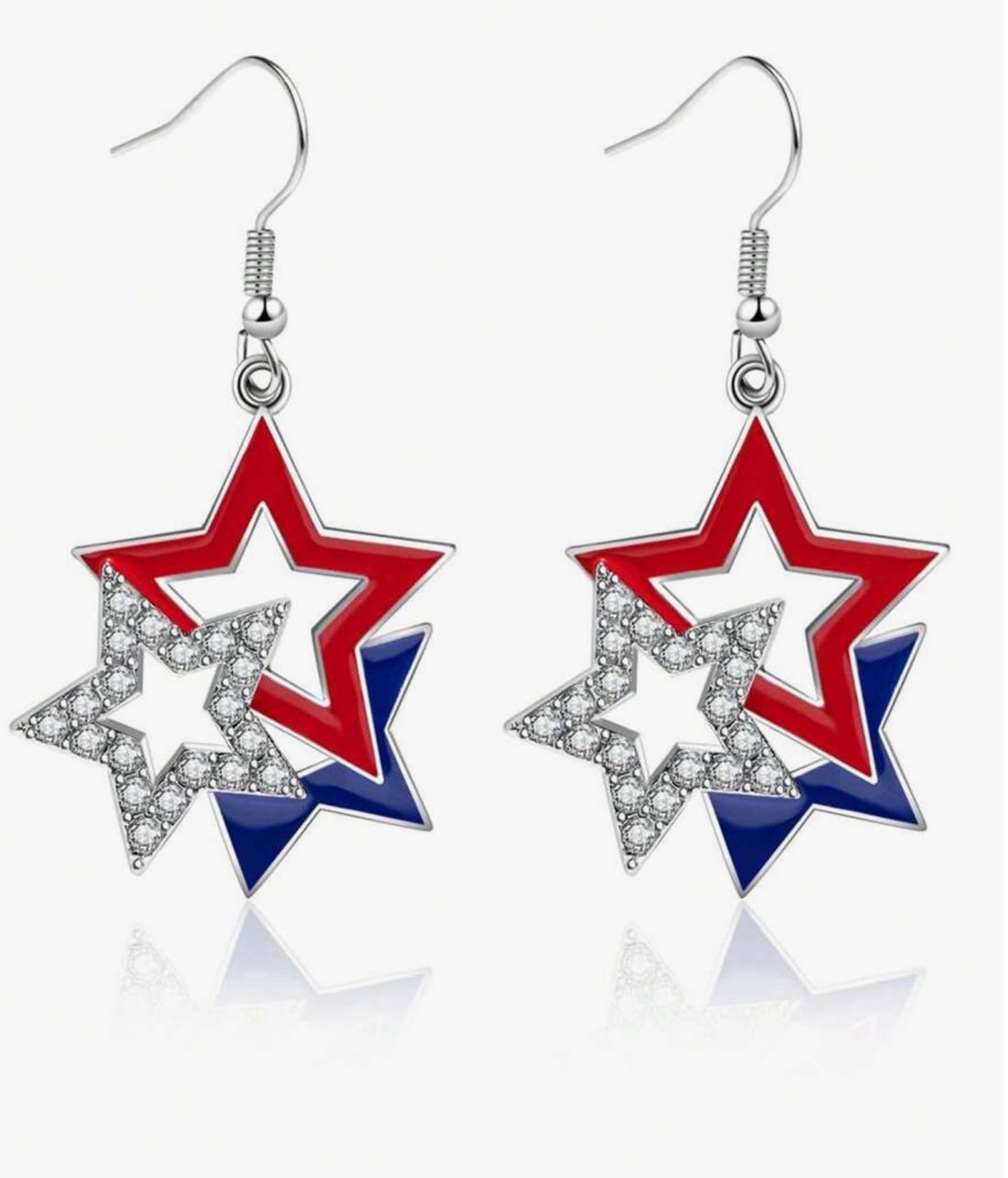 Red, White, and Blue Star Dangle Earrings