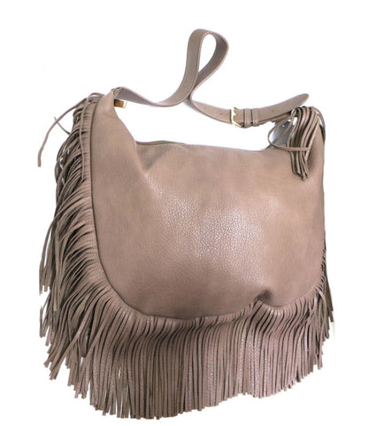 Large Hobo Pebble Vegan Leather Purse with Fringe