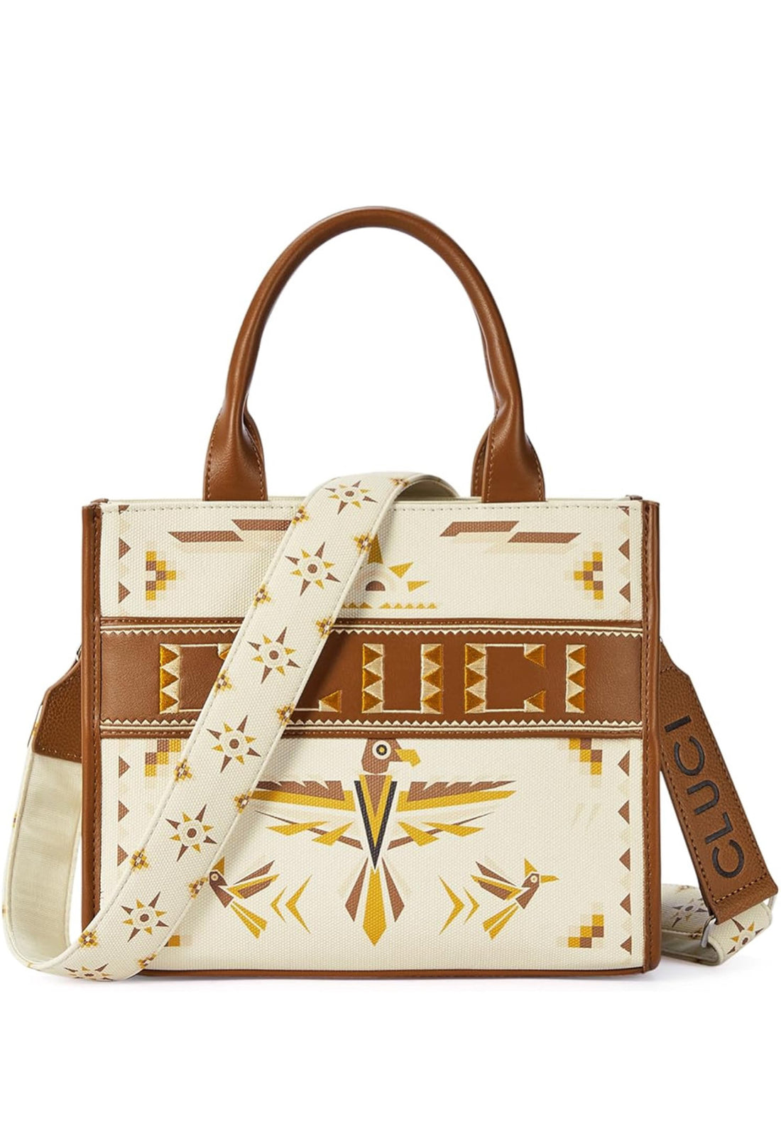 Cluci Western Style Aztec Canvas Crossbody Tote