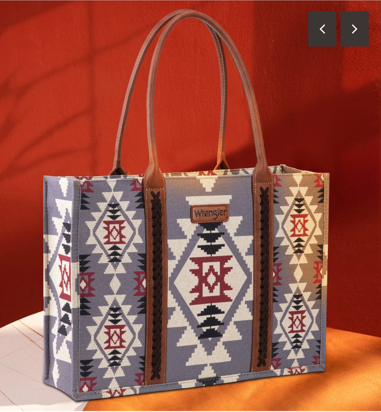 Wrangler Southwestern Dual Sided Print Canvas Tote