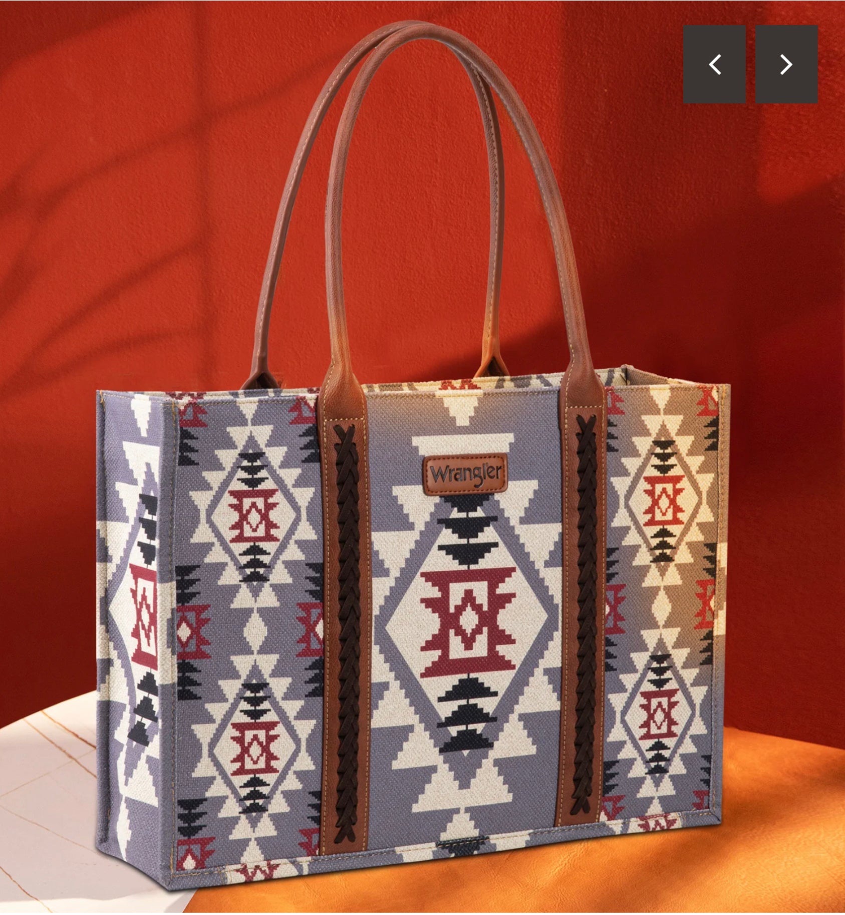 Wrangler Southwestern Dual Sided Print Canvas Tote