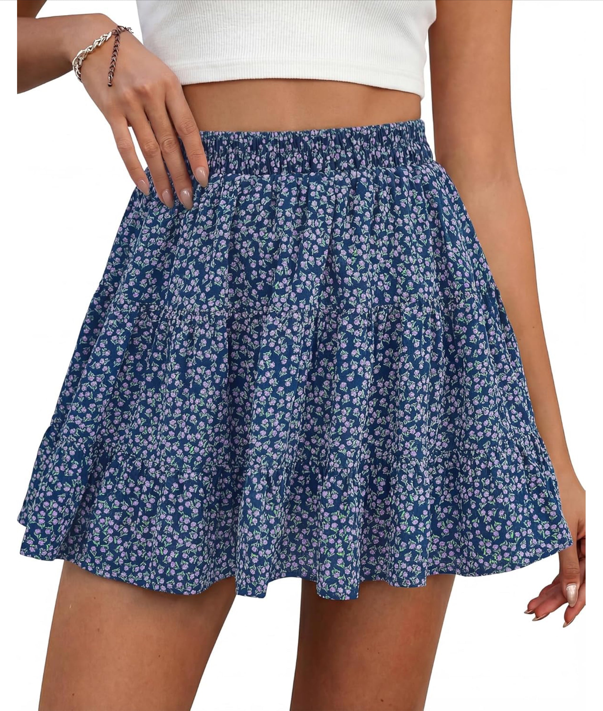 Women’s Casual Flared Mini Skirt with Shorts