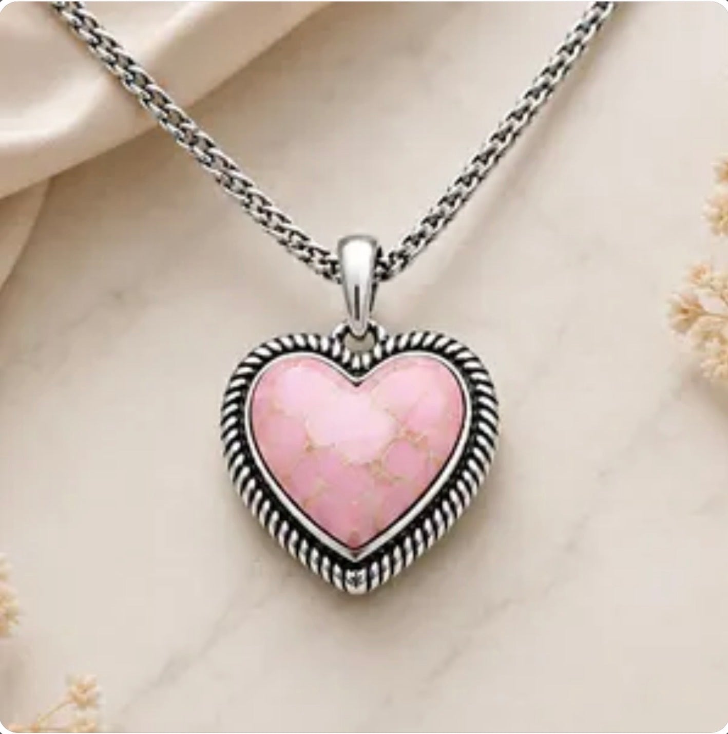 Wrangler Silver Heart Stone Necklace