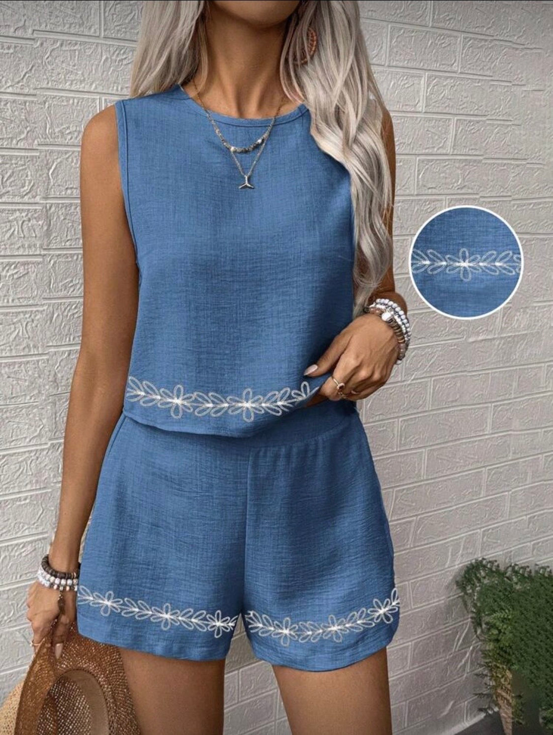 Emery Rose Woven Leisure Two Piece Set