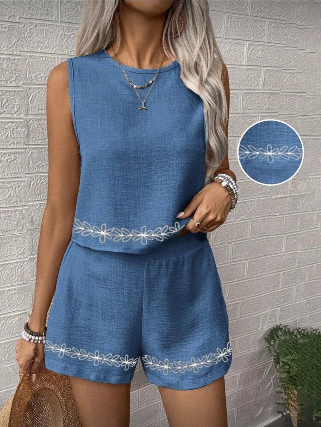 Emery Rose Woven Leisure Two Piece Set