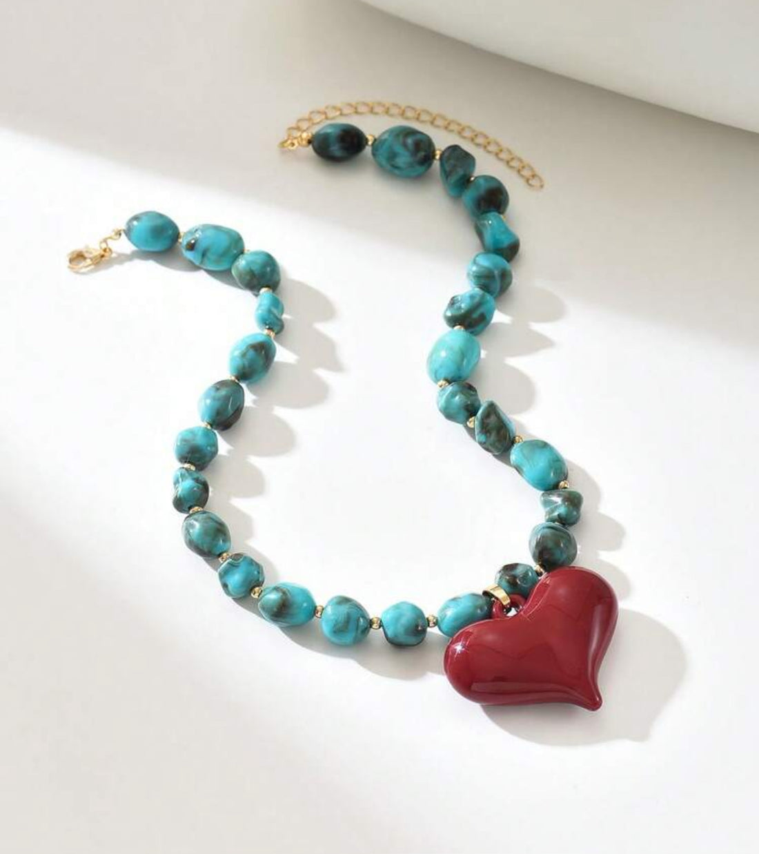 1, 2, or 3pc. Fashionable Resin Stone Heart Pendant Necklace