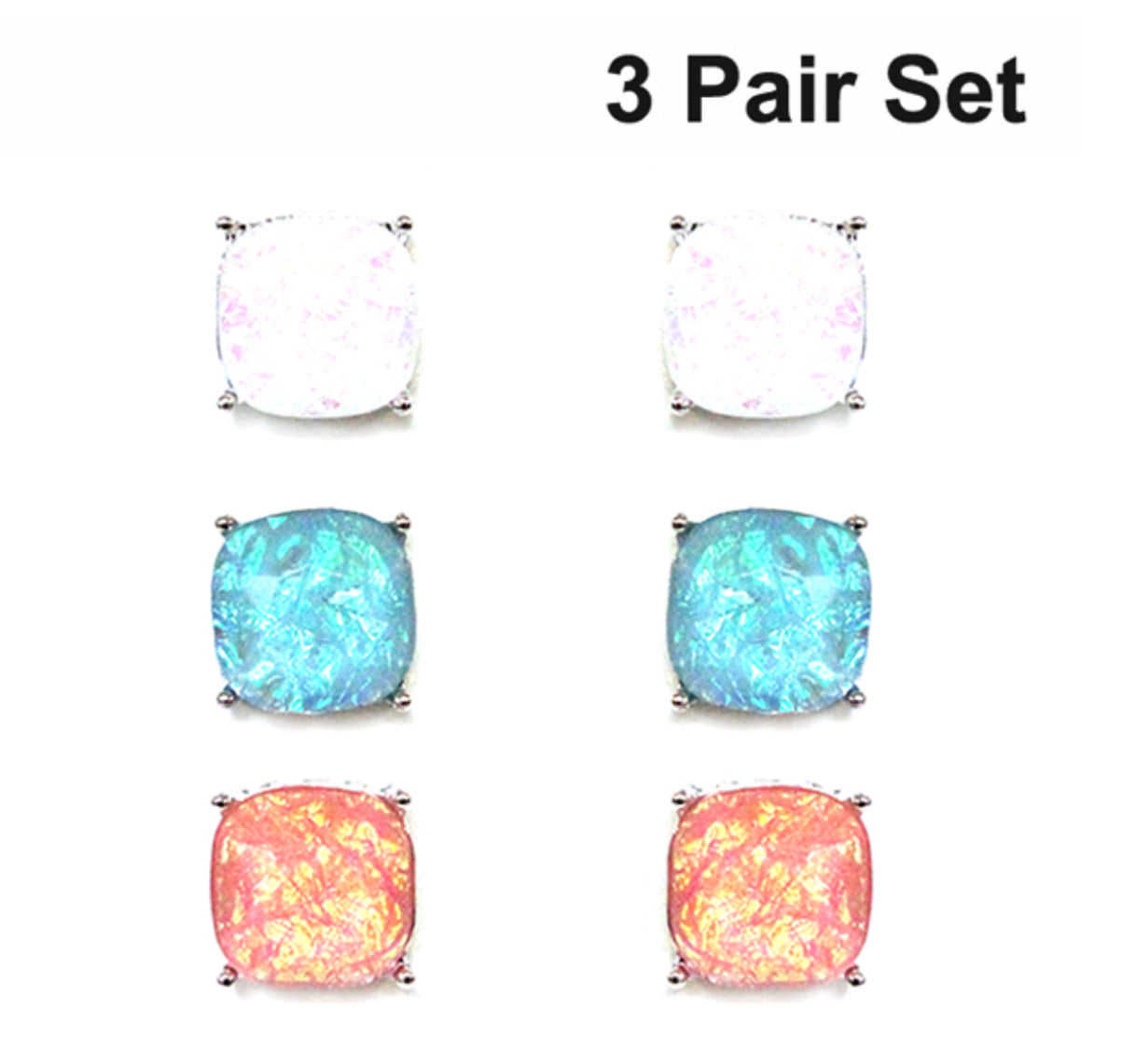 3 Piece Tye-Dye Stud Earrings