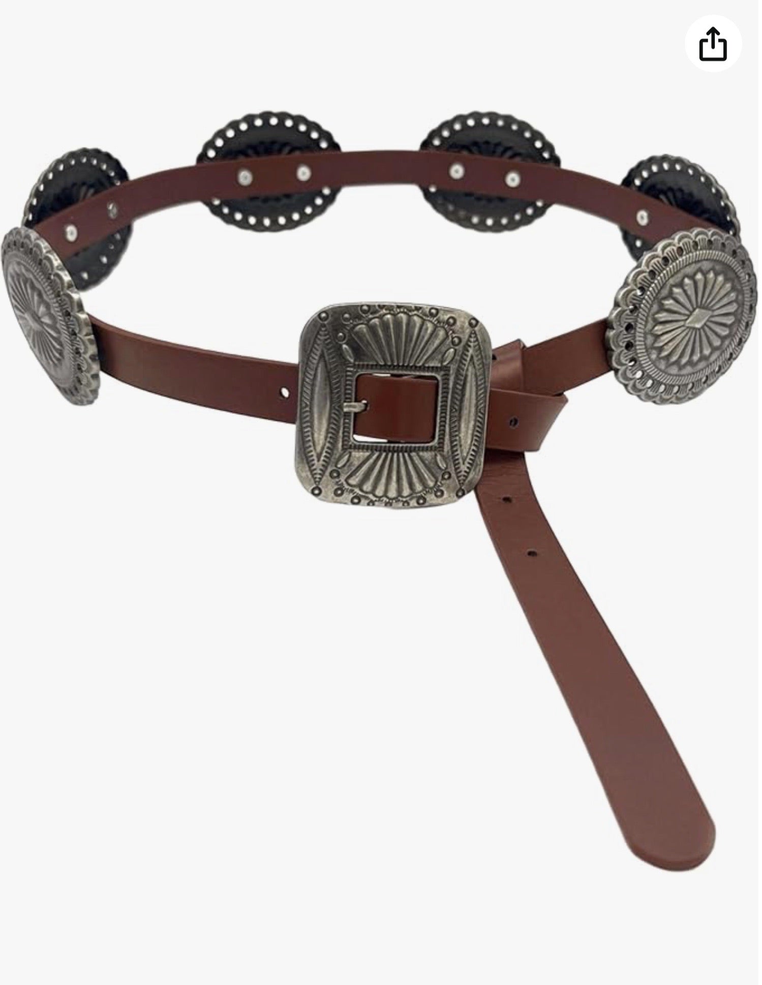 Brown Leather Concho Waist Belt