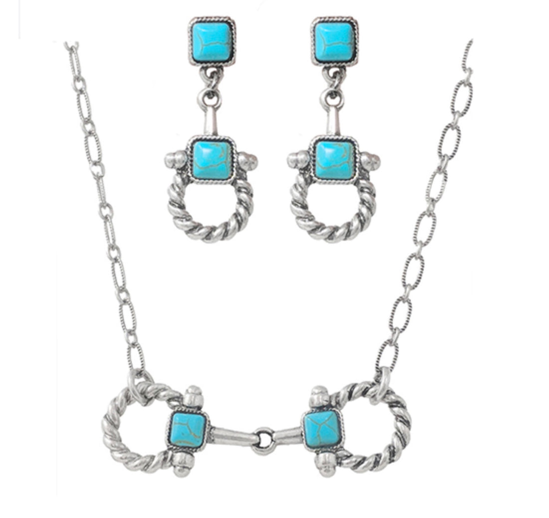 Turquoise Horse Bridal Necklace and Earring Set