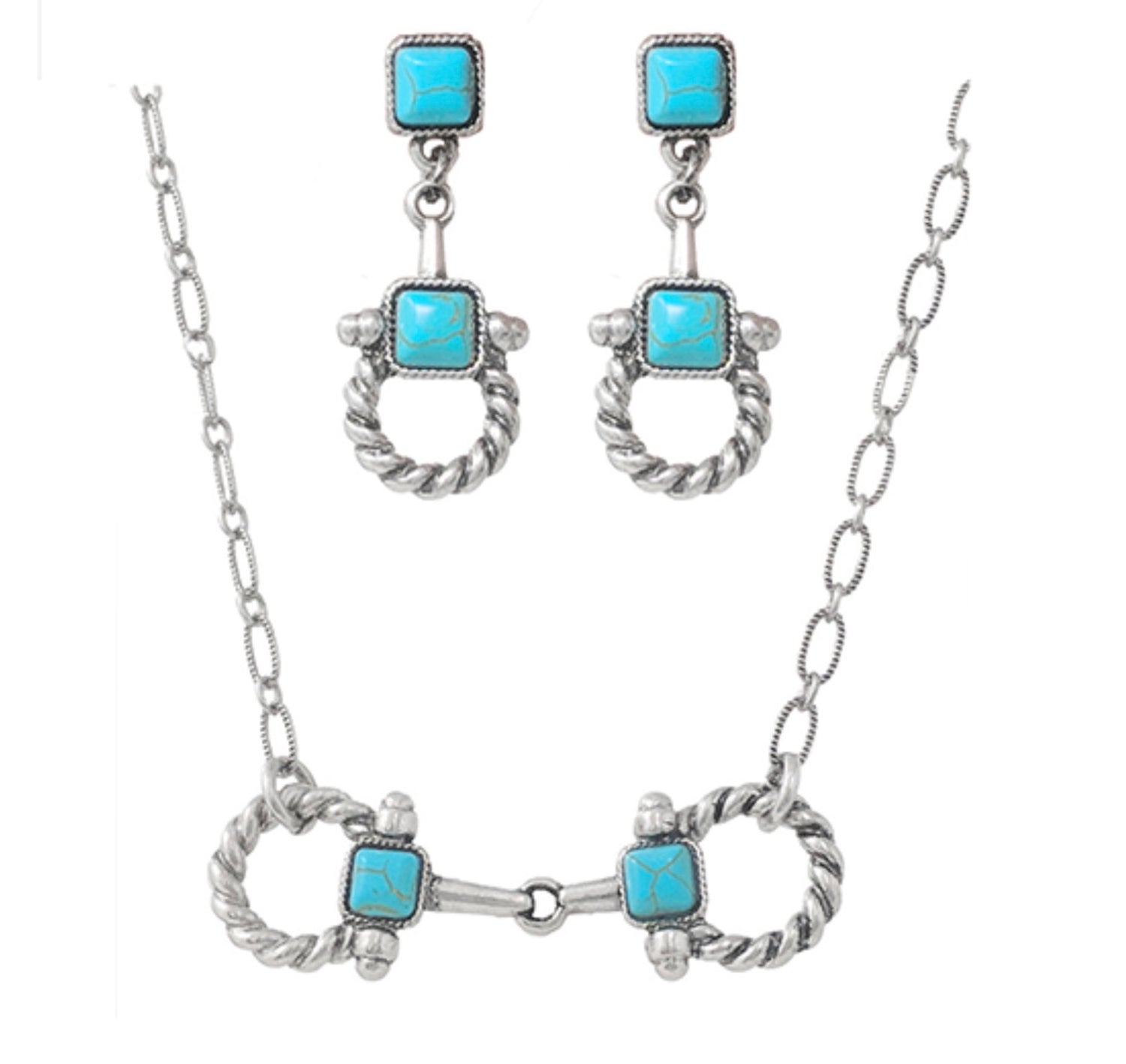 Turquoise Horse Bridal Necklace and Earring Set
