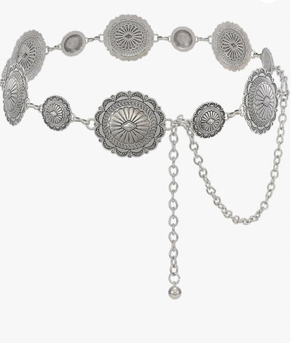 Boho Style Medium Size Concho Chain Belt