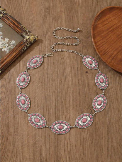 Western Metal Oval Color Concho Belt