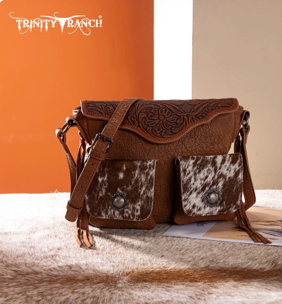 Trinity Ranch Hair On Cowhide Tooled Crossbody Collection